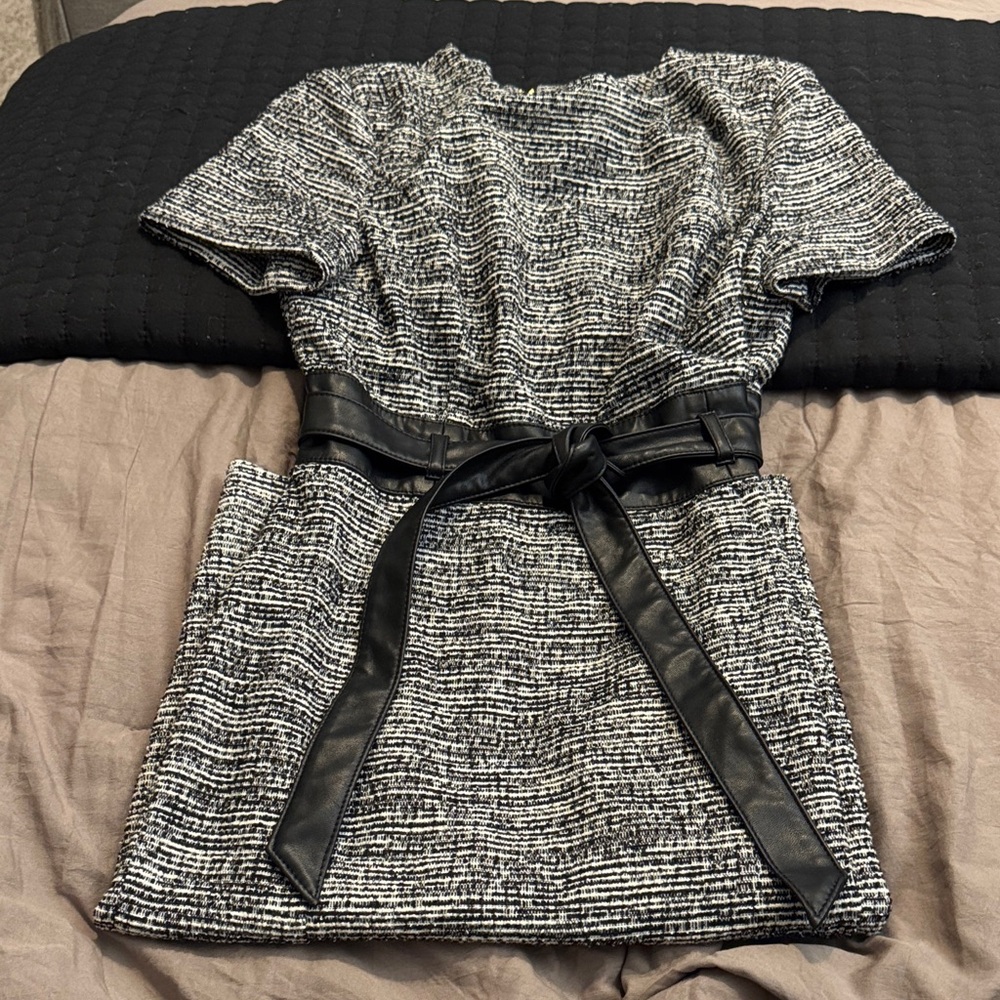 Calvin Klein Black and White Tweed Dress